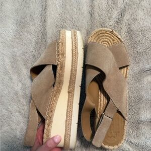 Marc Fisher Tan Espadrille Platform Sandals